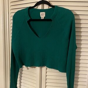 BDG Women's green Cropped thermal shirt